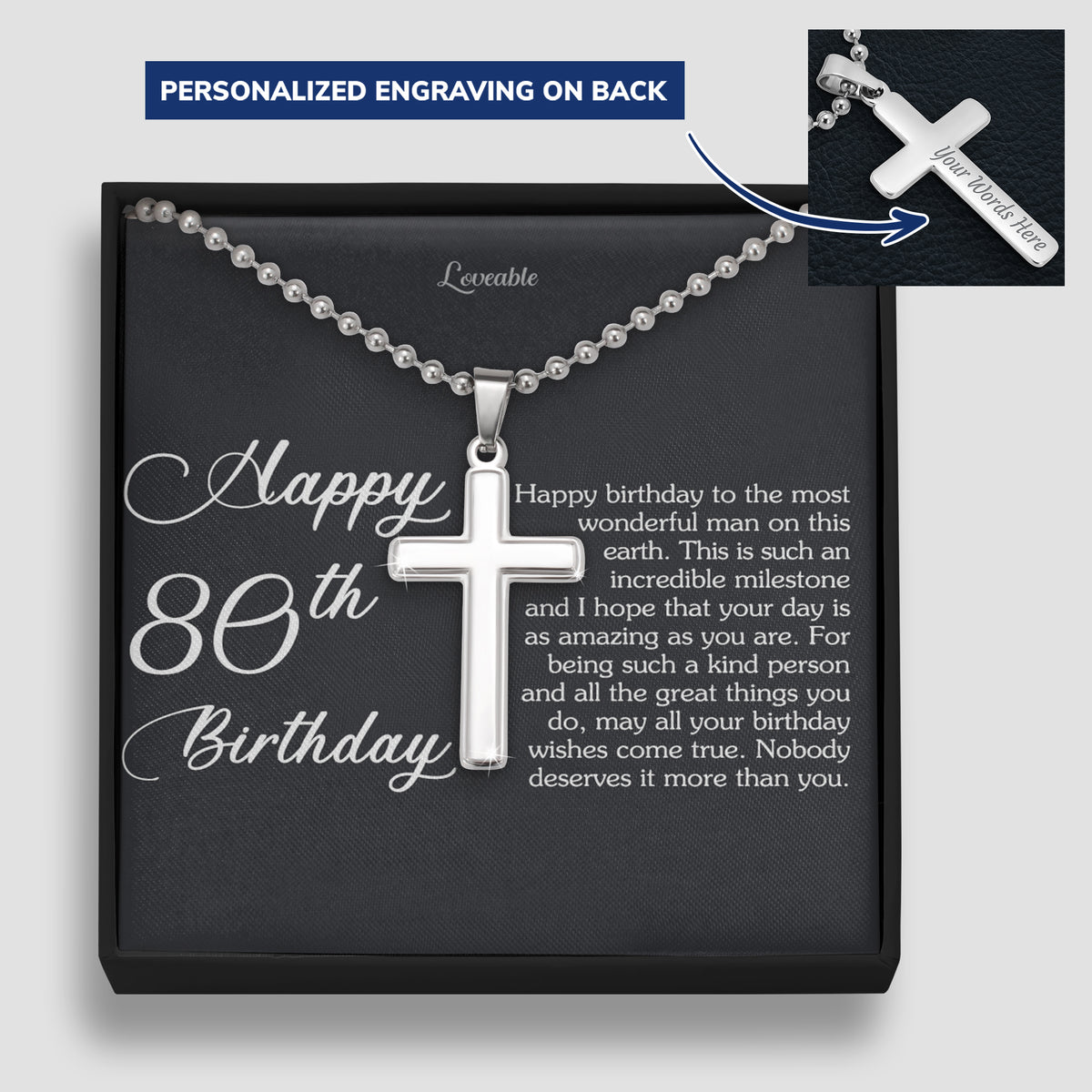 Happy 80th Birthday to The Most Wonderful Man Necklace
