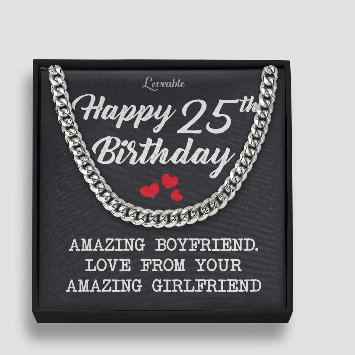 Happy 25th Birthday Personalized Man Chain Birthday Gift For Him