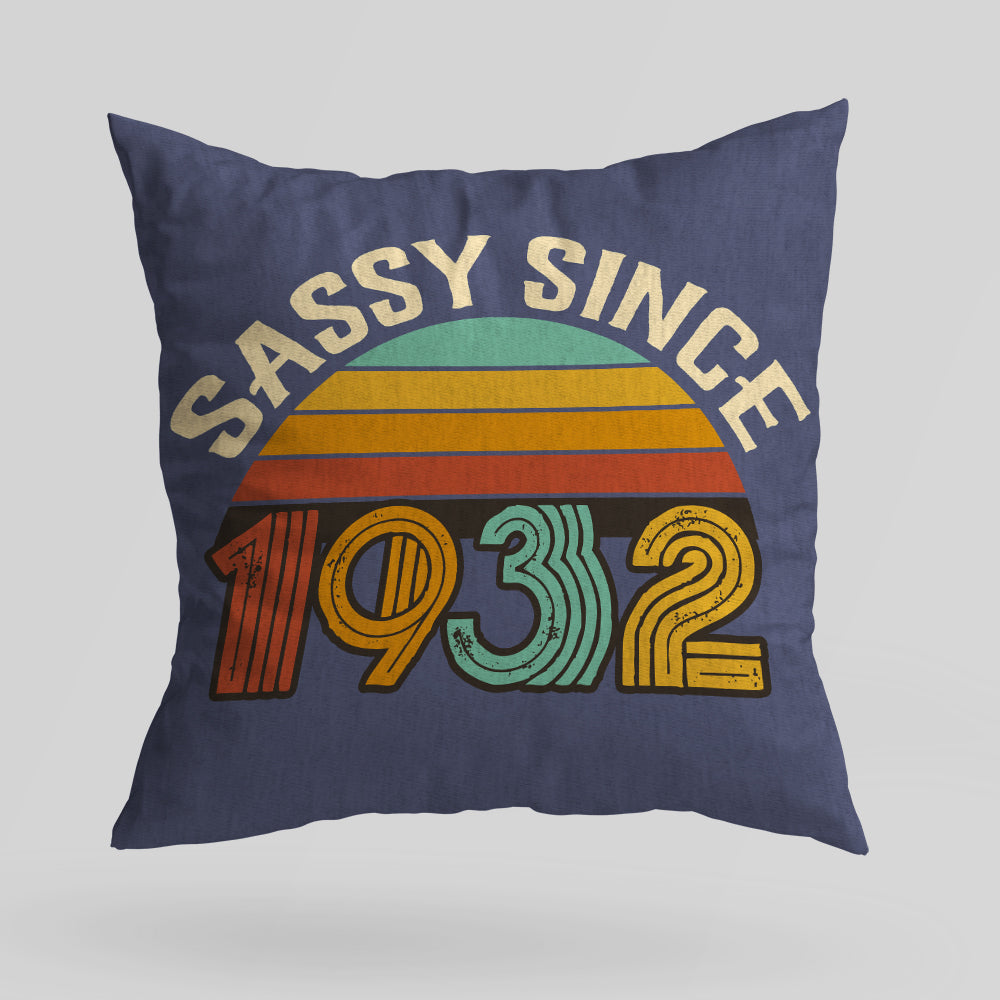 Vintage Sassy Since 1932 Personalized Canvas Pillow