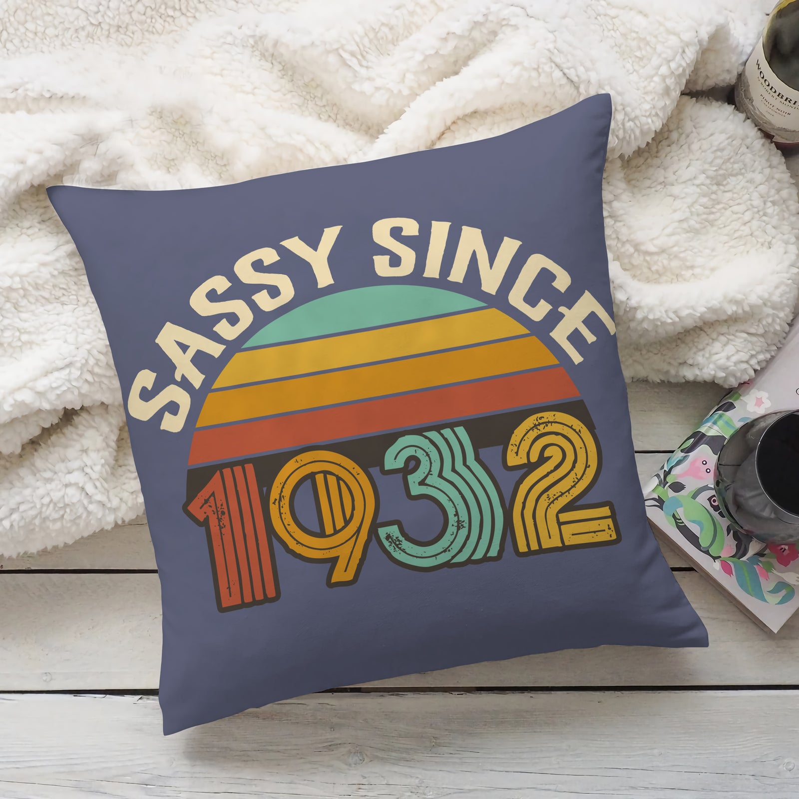Vintage Sassy Since 1932 Personalized Canvas Pillow