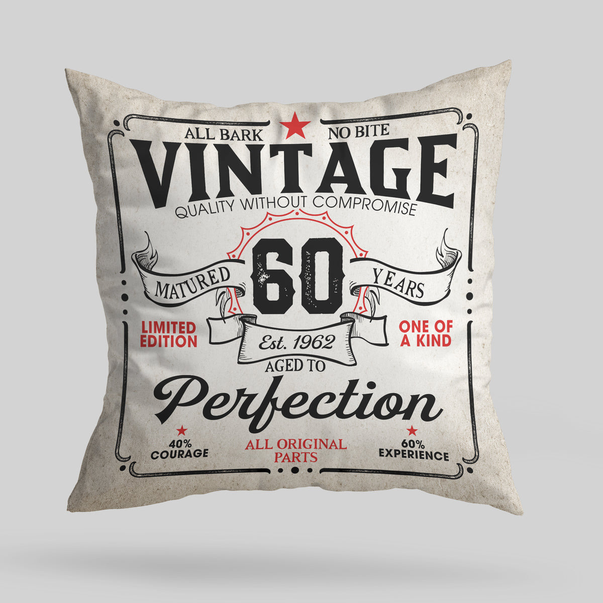 Vintage 1962 Aged To Perfection Personalized Canvas Pillow