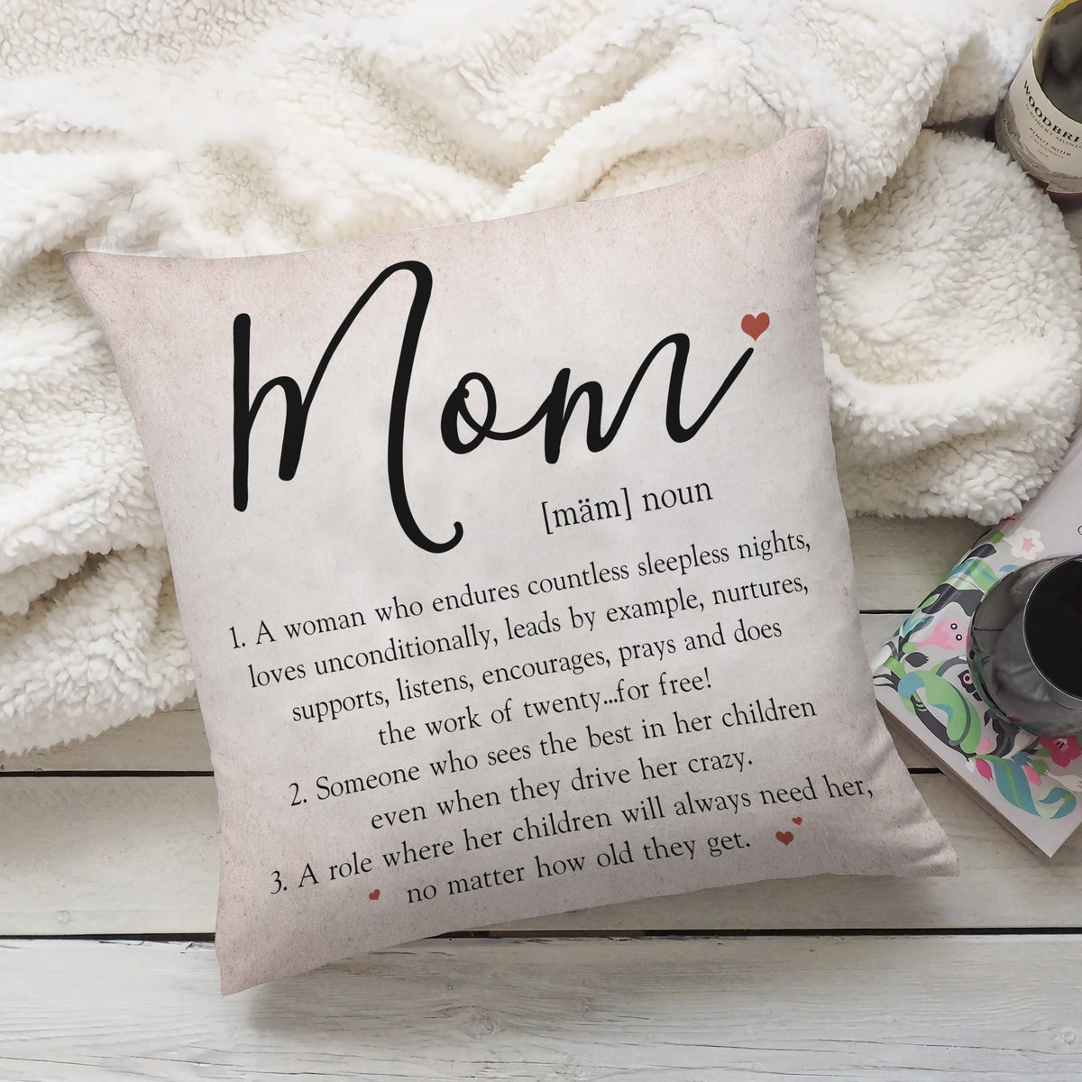 Mom Definition Personalized Canvas Pillow