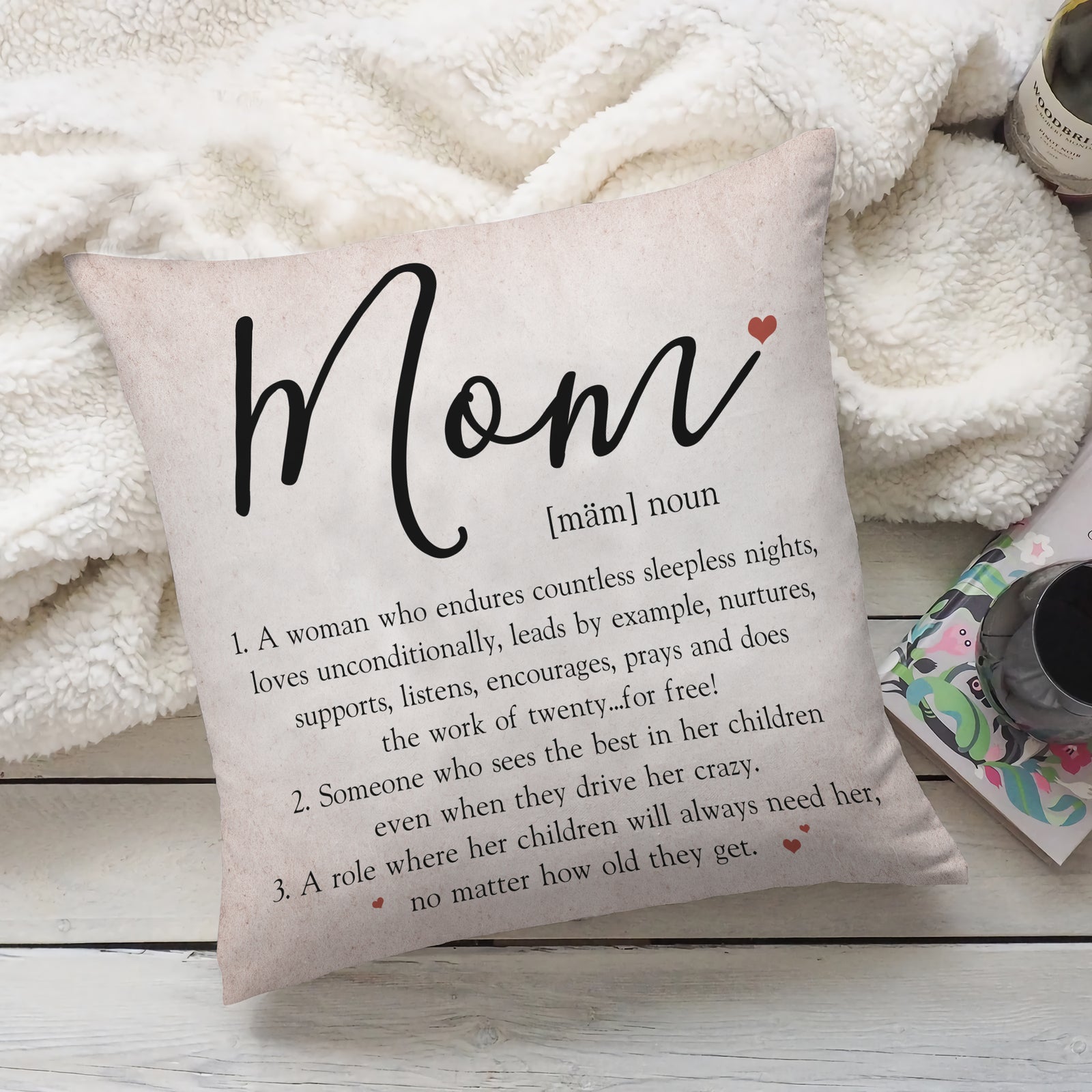 Mom Definition Personalized Canvas Pillow