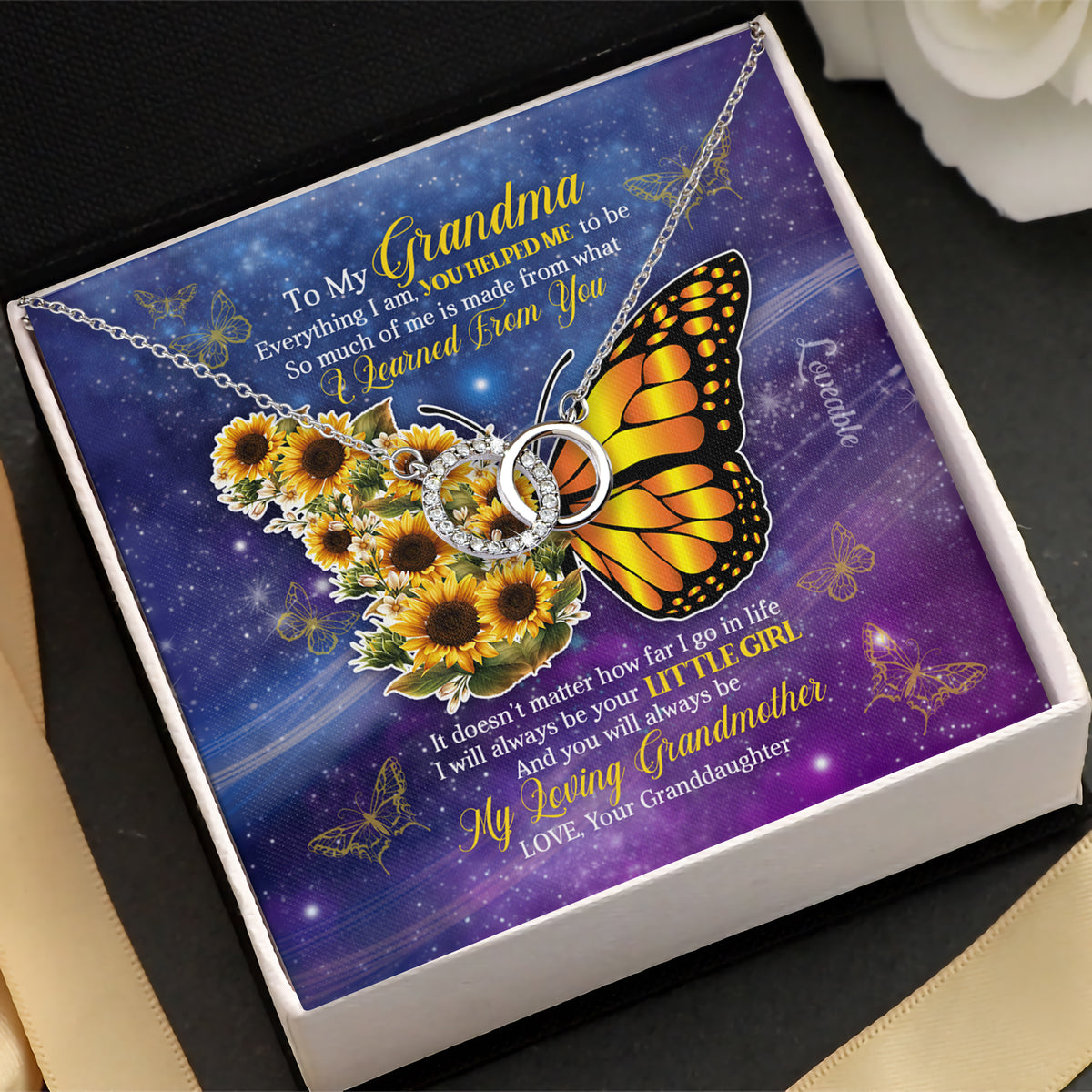 grandma  white gold diamond necklace