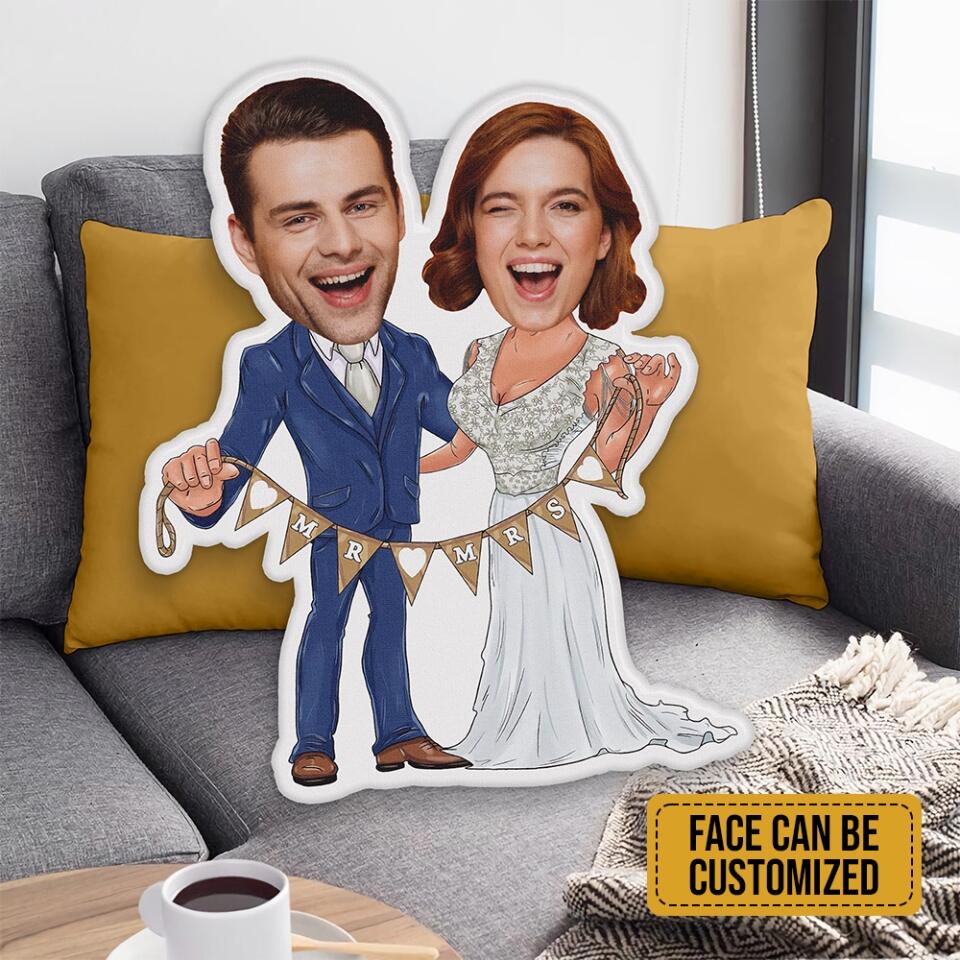 Cute Wedding Couple - Housewarming Gifts - Custom Shape Pillow - Wedding Gifts