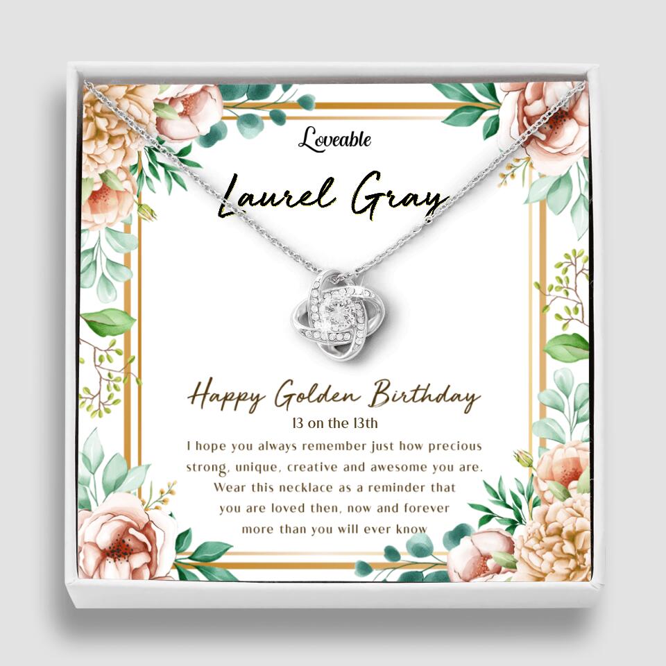 Happy Golden Birthday - Personalized White Gold Necklace - 50th Birthday Gift