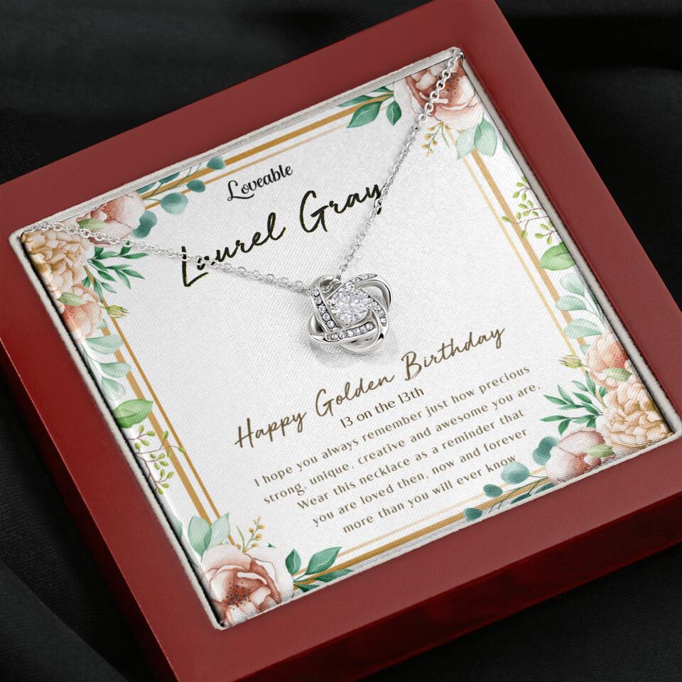 Happy Golden Birthday - Personalized White Gold Necklace - 50th Birthday Gift