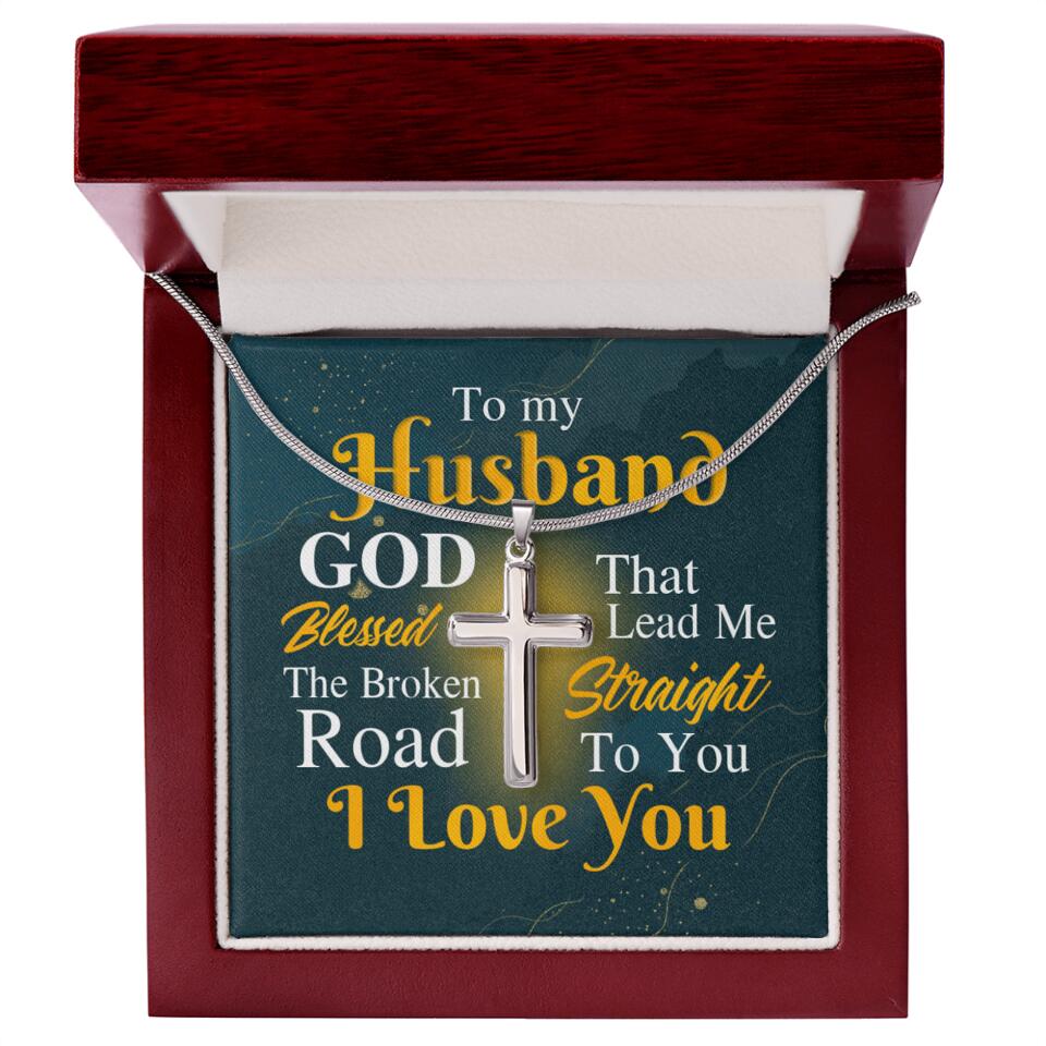 The Broken Road That Led Me Straight To You Personalized Cross Necklace