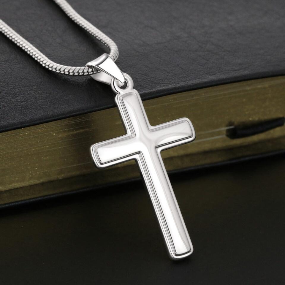 To my Husband, God blessed the broken road that led me straight to you Personalized Stainless Cross Necklace 206HNTTJE137