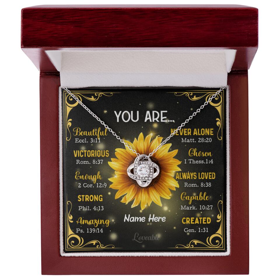 You're Sunflower - Personalized Love Knot Necklace