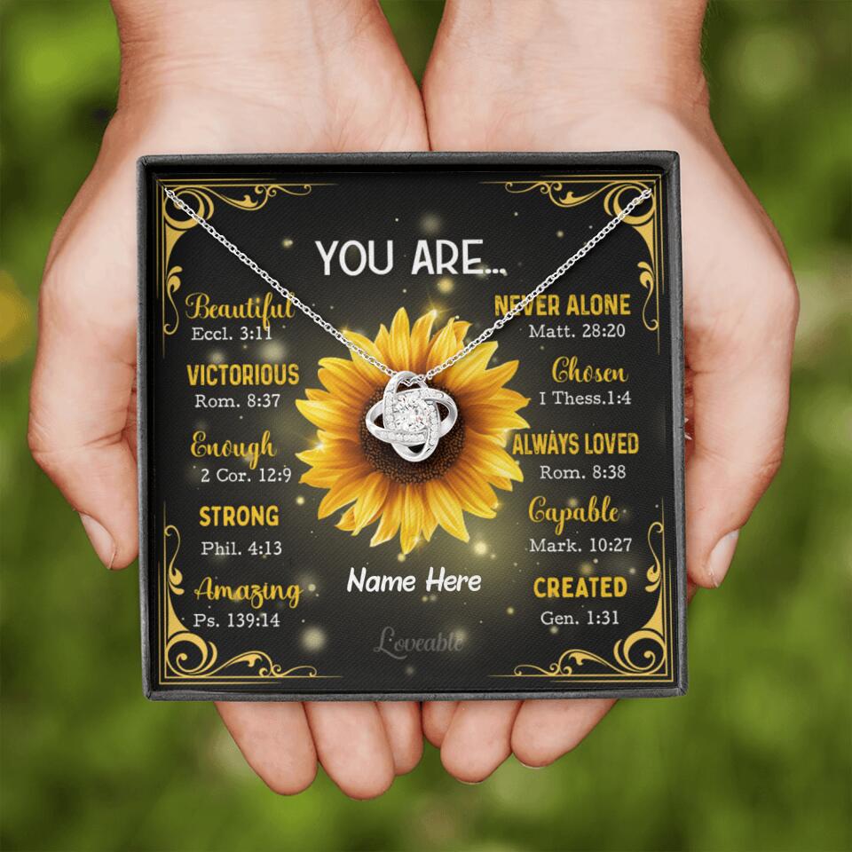 You're Sunflower - Personalized Love Knot Necklace