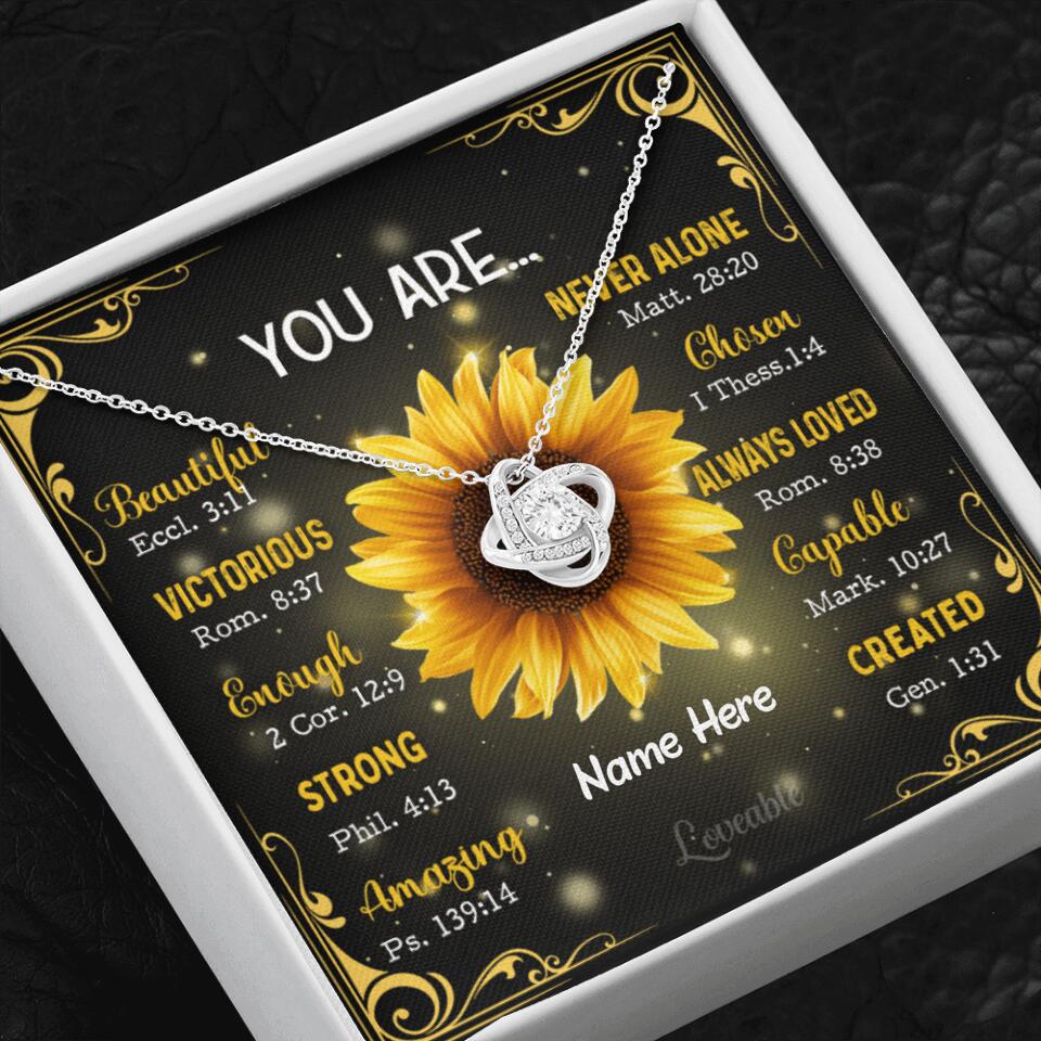 You're Sunflower - Personalized Love Knot Necklace