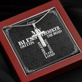 My Bless Trucker Out on the Road - Personalized Stainless Cross Necklace - Gift for Him 206HNBNJE151