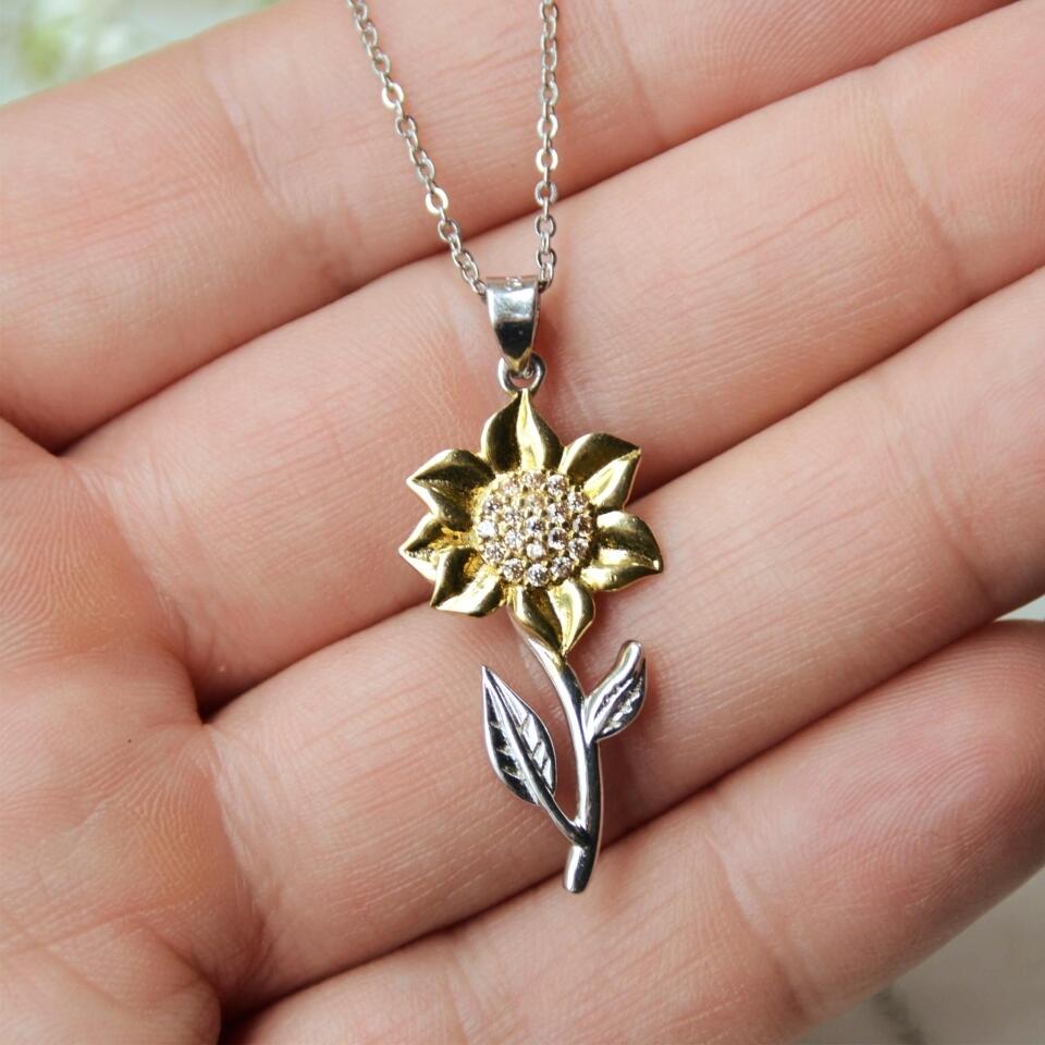 you are my sunshine sunflower pendant necklace