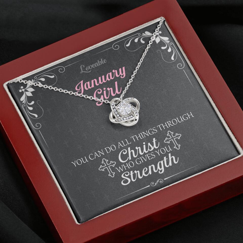 You can do all things through Christ who give you Strength - Personalized Necklace with Message Card - Crystal Gifts for Wife