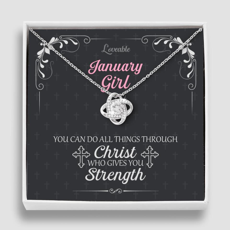 You can do all things through Christ who give you Strength - Personalized Necklace with Message Card - Crystal Gifts for Wife