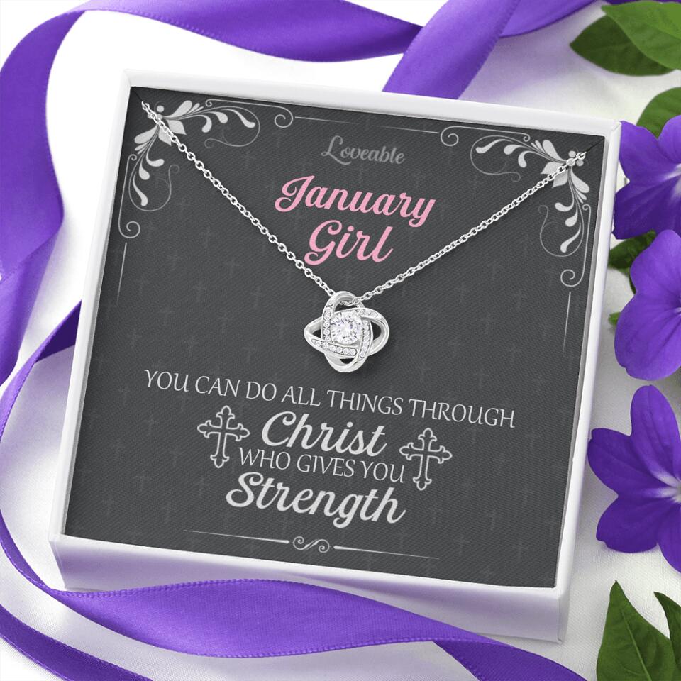 You can do all things through Christ who give you Strength - Personalized Necklace with Message Card - Crystal Gifts for Wife