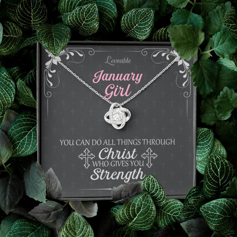 You can do all things through Christ who give you Strength - Personalized Necklace with Message Card - Crystal Gifts for Wife