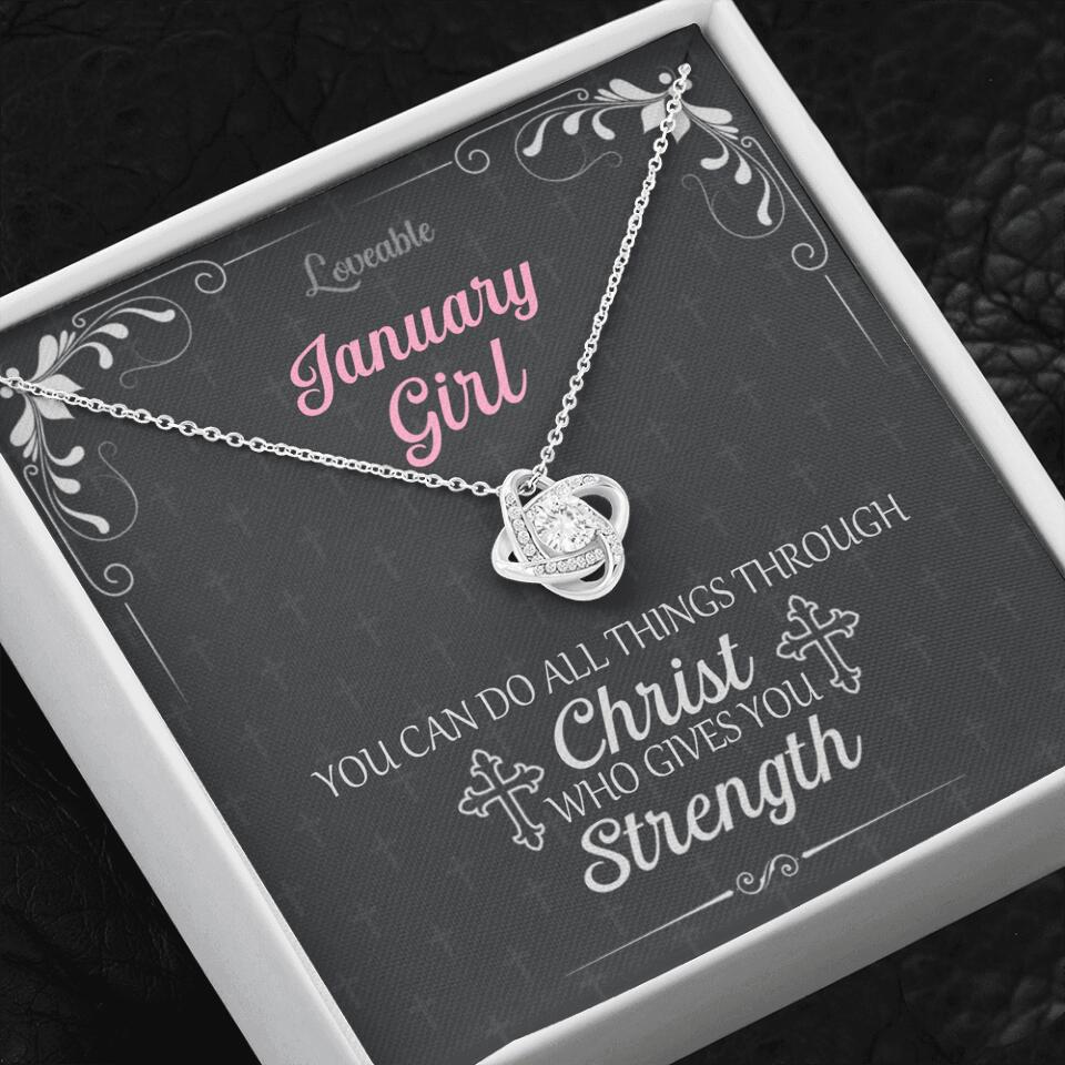 You can do all things through Christ who give you Strength - Personalized Necklace with Message Card - Crystal Gifts for Wife