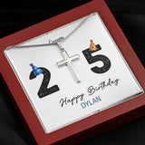 25th Birthday Gift for Him - Personalized Necklace w/ Message Card 206HNTHJE308