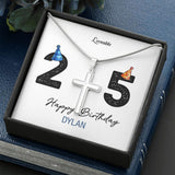 25th Birthday Gift for Him - Personalized Necklace w/ Message Card 206HNTHJE308