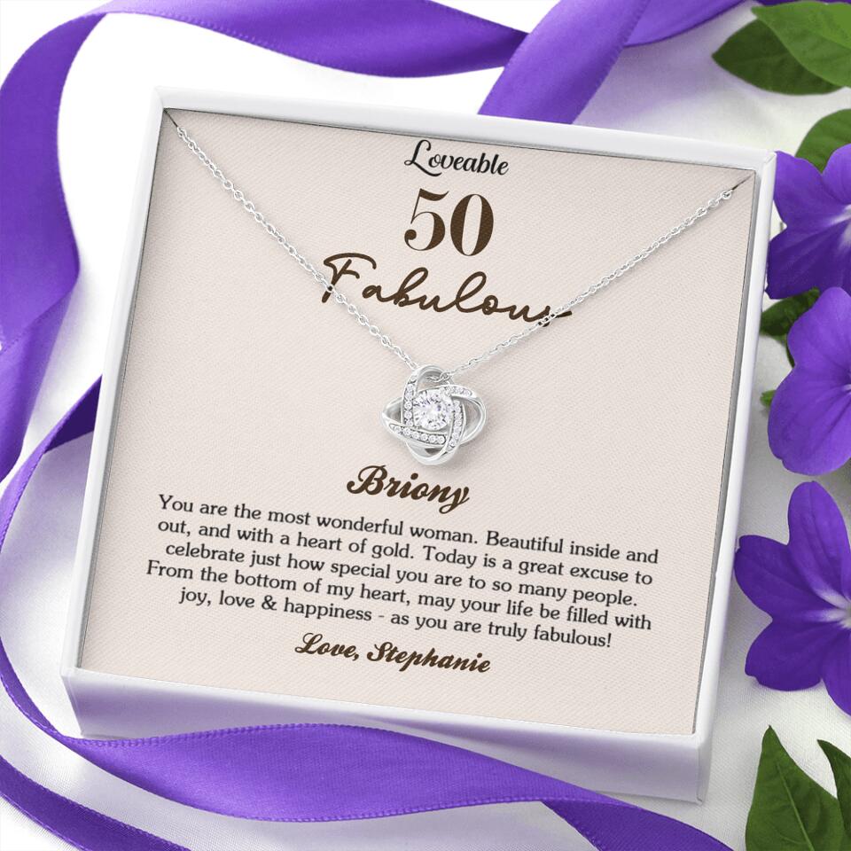 50 Fabulous - 50th Birthday gift for woman - Personalized Necklace w/ message card 206HNTHJE321