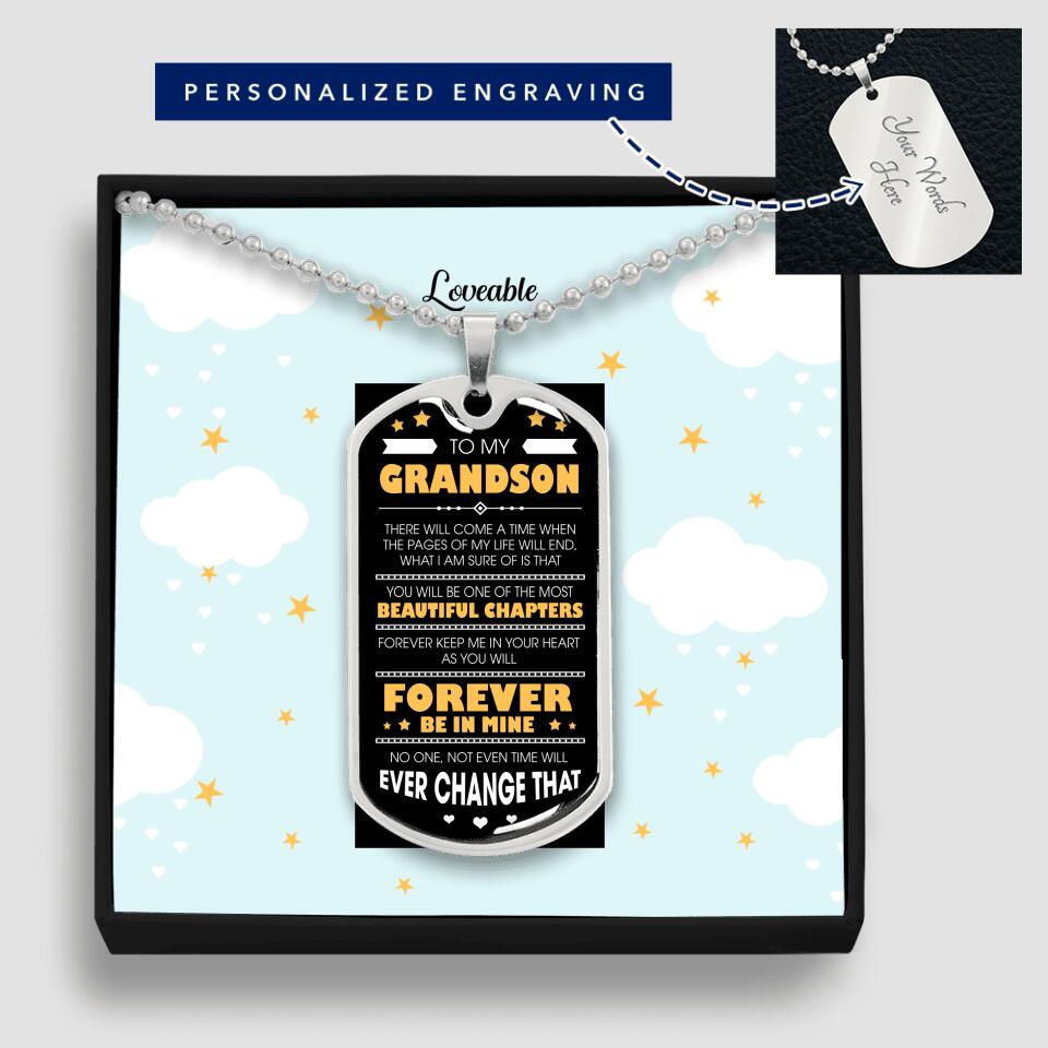 To my Grandson Quotes Custom Dog Tag Birthday Gift For Grandson