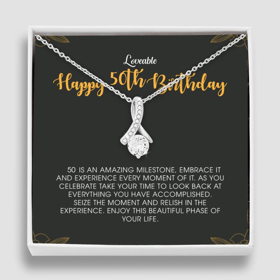 Happy 50th Birthday - Personalized Necklace - Birthday Gift for Woman