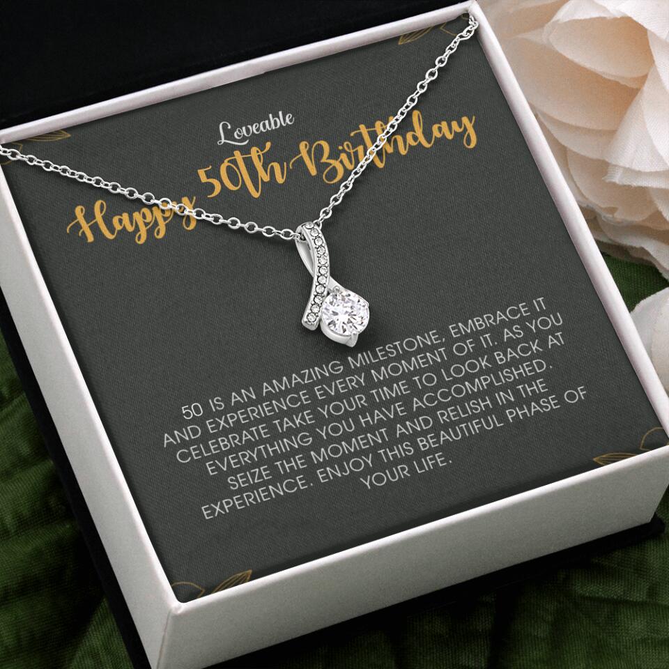 Happy 50th Birthday - Personalized Necklace - Birthday Gift for Woman
