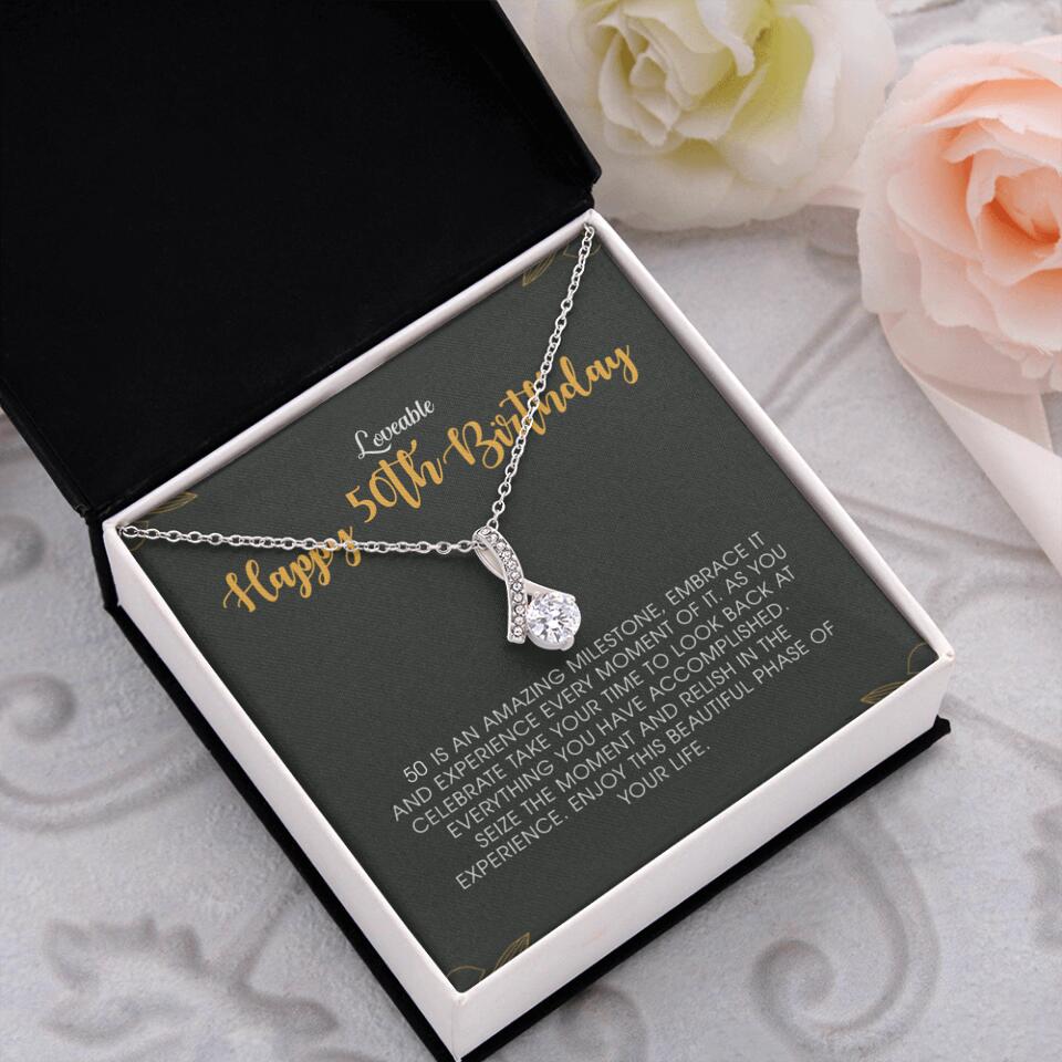 Happy 50th Birthday - Personalized Necklace - Birthday Gift for Woman