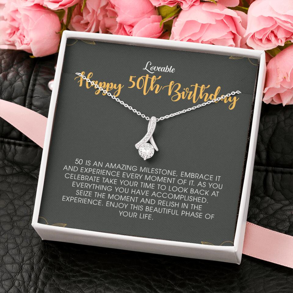 Happy 50th Birthday - Personalized Necklace - Birthday Gift for Woman