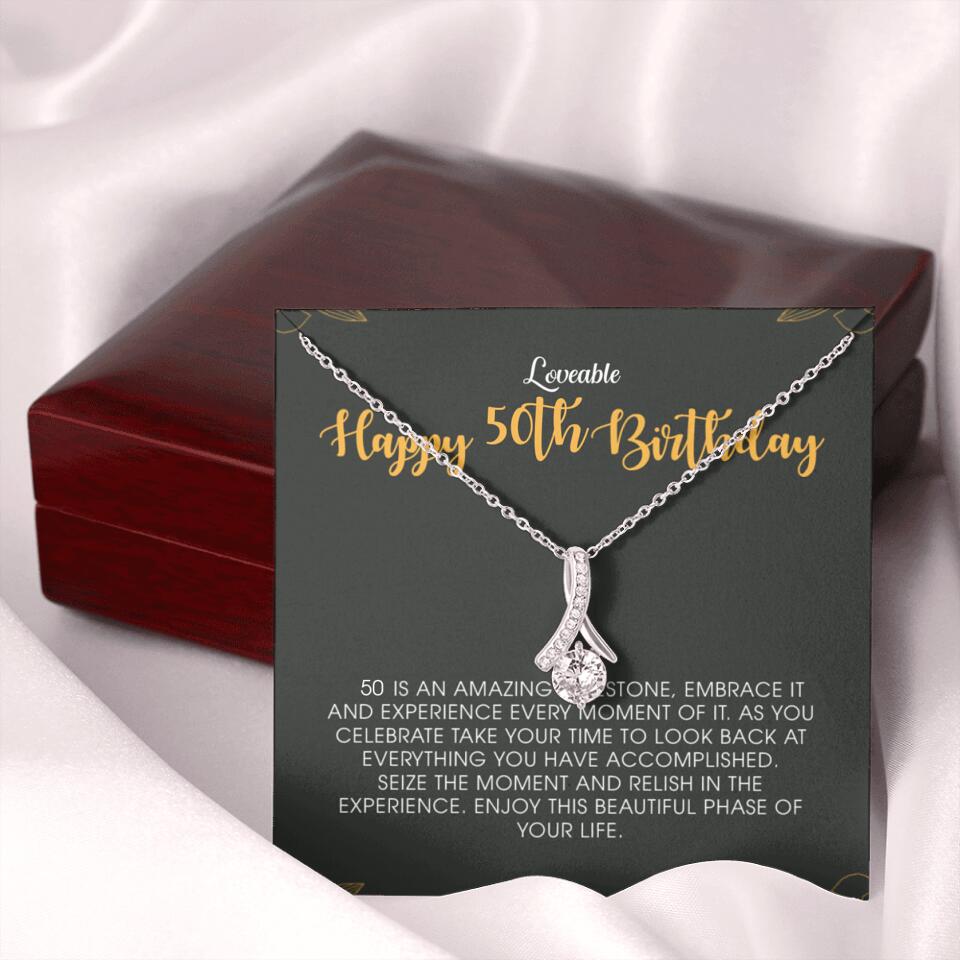 Happy 50th Birthday - Personalized Necklace - Birthday Gift for Woman