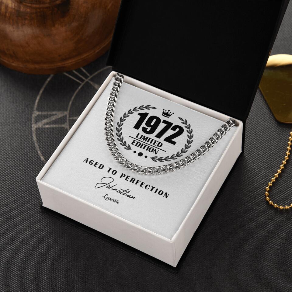 1972 Limited Edition Aged To Perfection Cuban Link Chain Birthday Gift For Husband