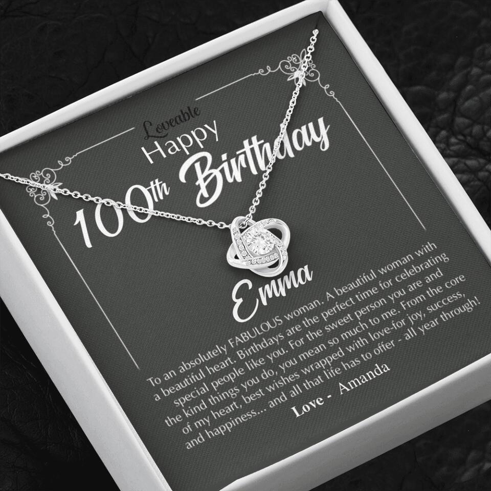 Happy 100th Birthday to An Absolutely Fabulous Woman - Personalized Necklace