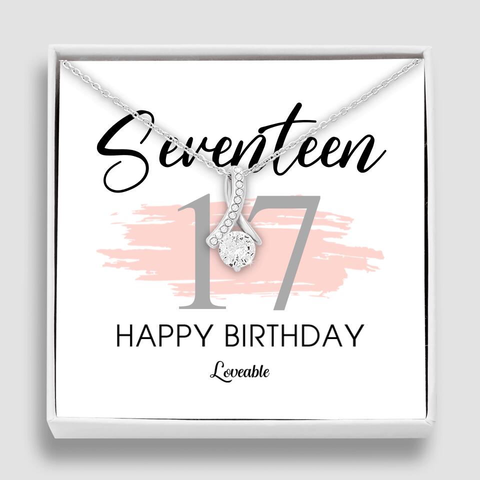 Seventeen Happy Birthday Necklace, 17th Birthday Gift for Her, Alluring Necklace