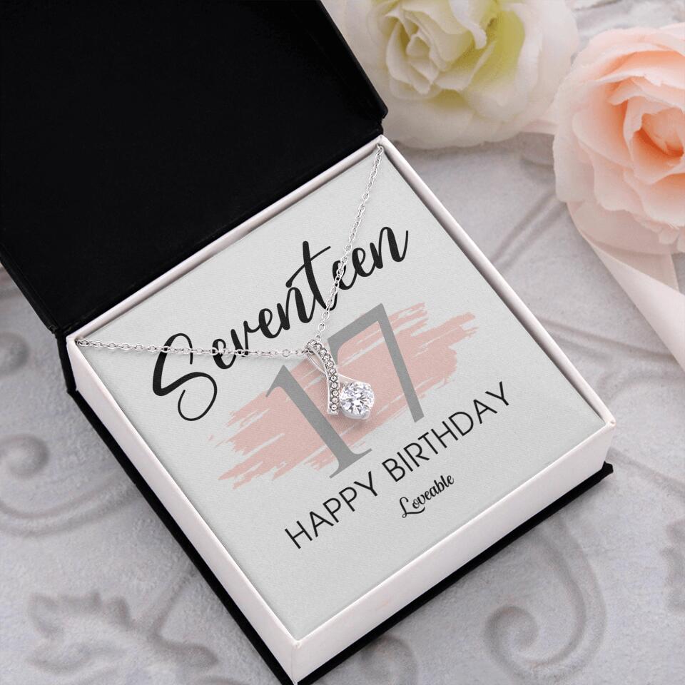 Seventeen Happy Birthday Necklace, 17th Birthday Gift for Her, Alluring Necklace