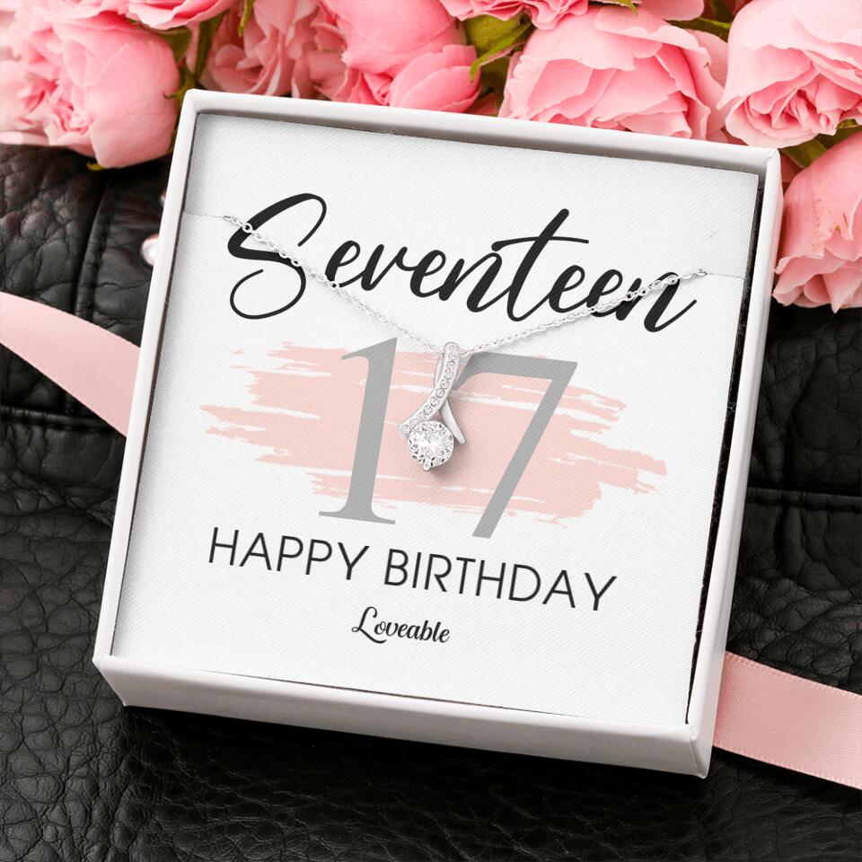 Seventeen Happy Birthday Necklace, 17th Birthday Gift for Her, Alluring Necklace