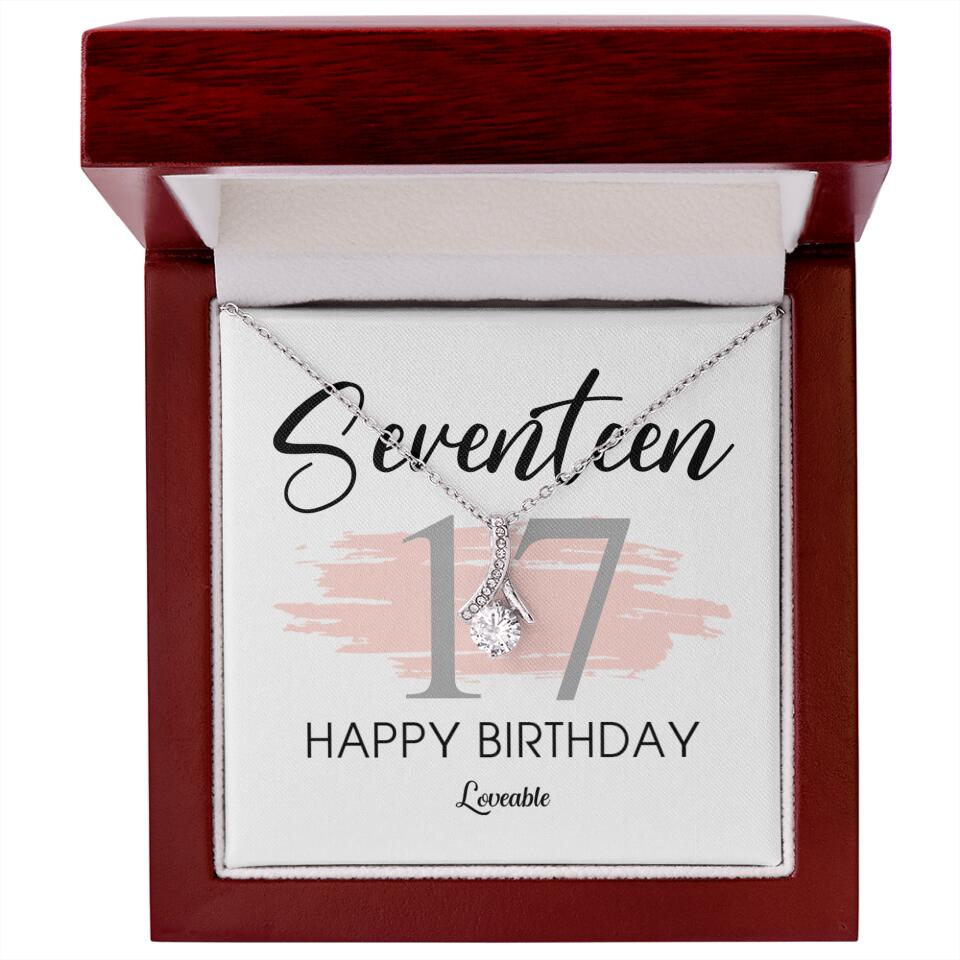 Seventeen Happy Birthday Necklace, 17th Birthday Gift for Her, Alluring Necklace