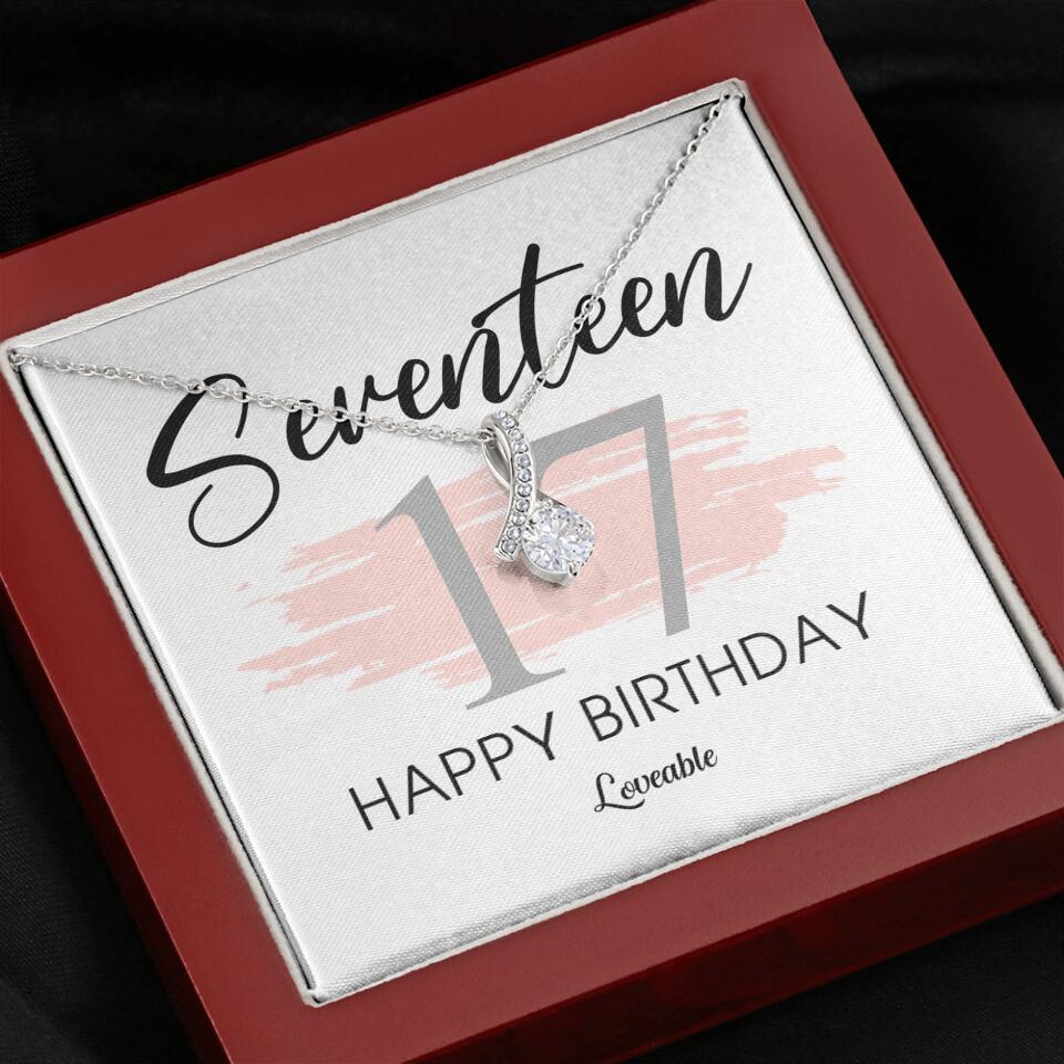 Seventeen Happy Birthday Necklace, 17th Birthday Gift for Her, Alluring Necklace