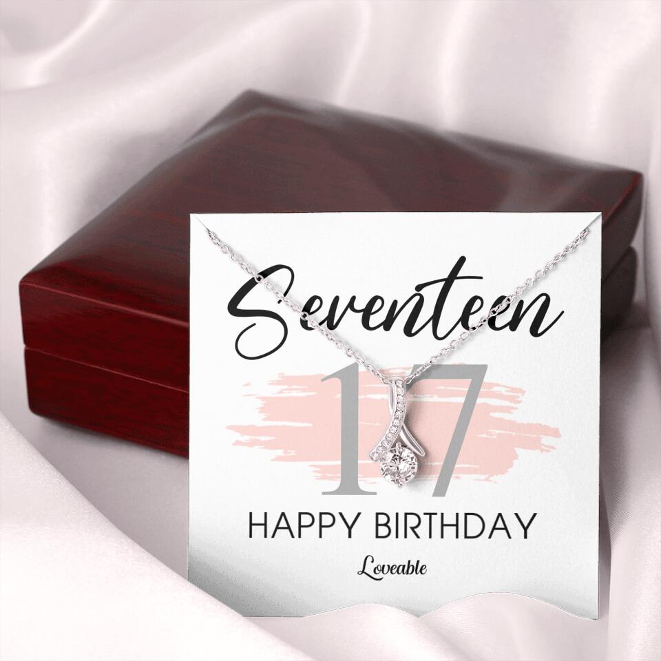 Seventeen Happy Birthday Necklace, 17th Birthday Gift for Her, Alluring Necklace