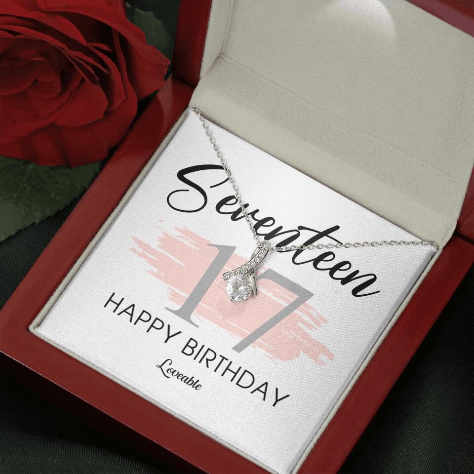 Seventeen Happy Birthday Necklace, 17th Birthday Gift for Her, Alluring Necklace
