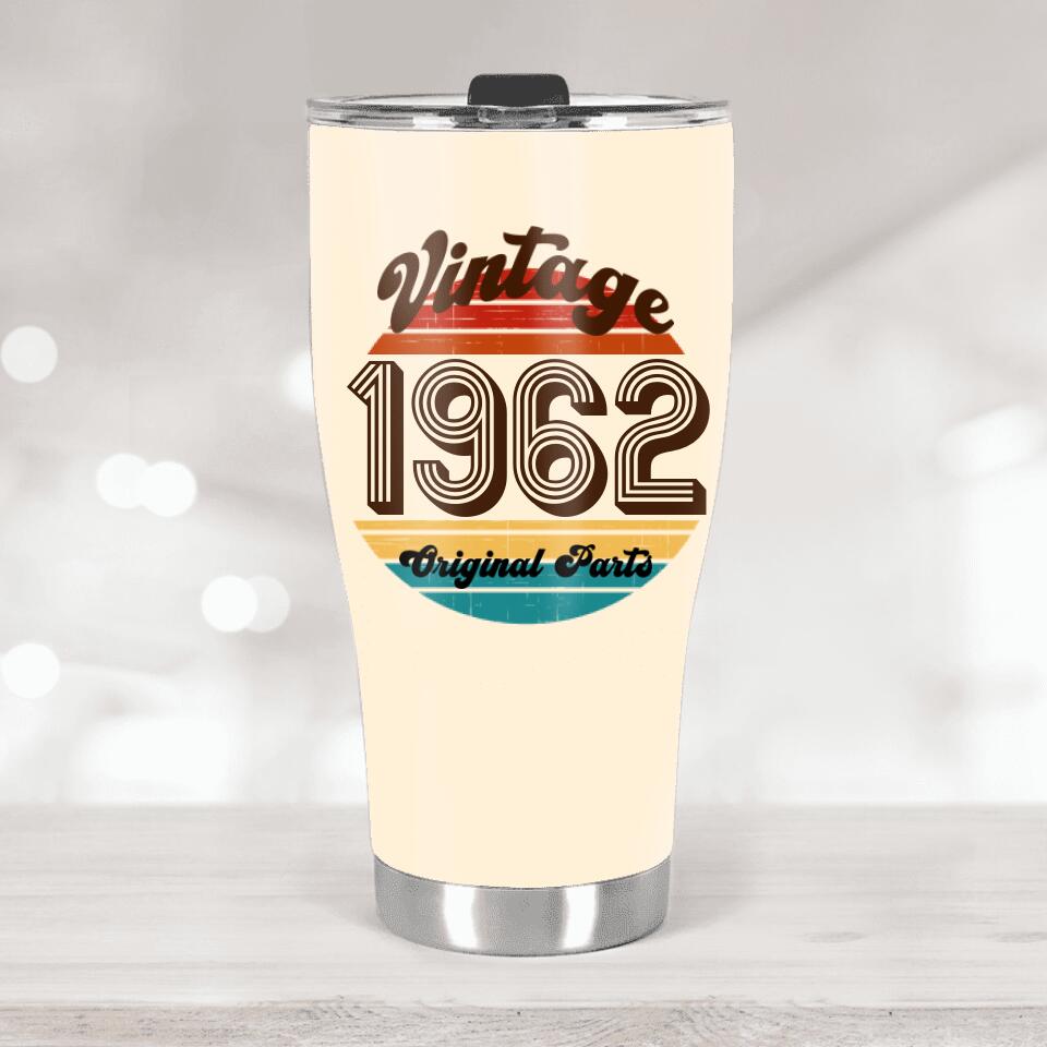 Vintage Original Parts, Ivory Color Personalized Tumber, Custom Year of Birth, Birthday Gift for Loved One