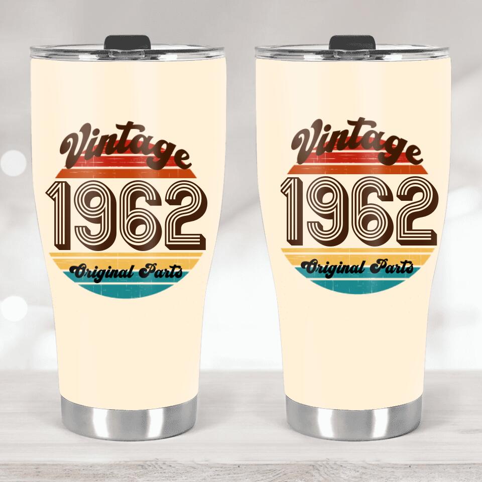 Vintage Original Parts, Ivory Color Personalized Tumber, Custom Year of Birth, Birthday Gift for Loved One