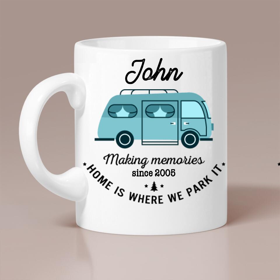 Home Is Where We Park It Personalized Couple Mug Anniversary Gifts 207HNTHMU478