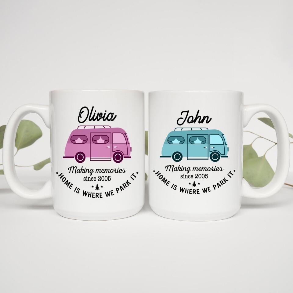 Home Is Where We Park It - Personalized Couple Mug - Anniversary Gift For Couples