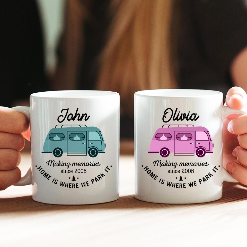 Home Is Where We Park It - Personalized Couple Mug - Anniversary Gift For Couples