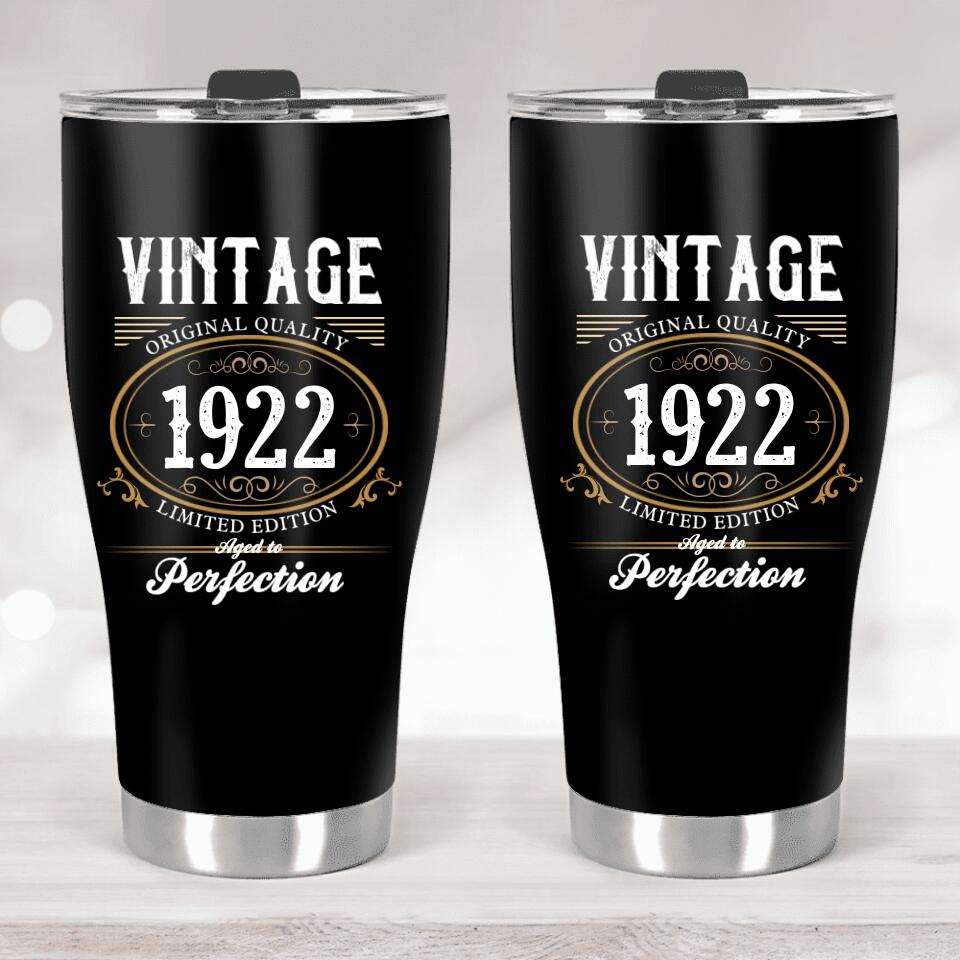 Vintage Original Quality, Aged To Perfection - Personalized Curved Tumbler - Birthday Gift