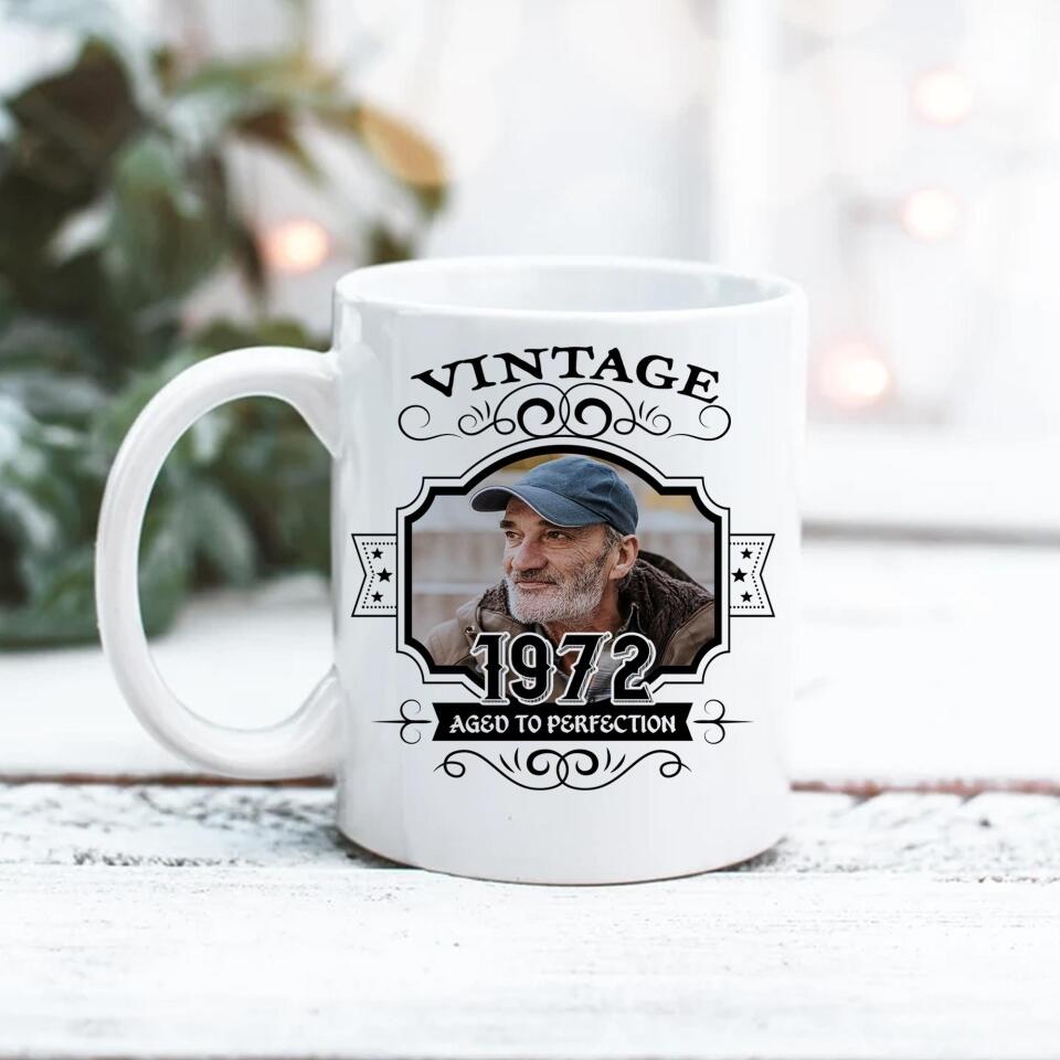 Vintage 1972 Personalized White Mug Birthday Gift for Him