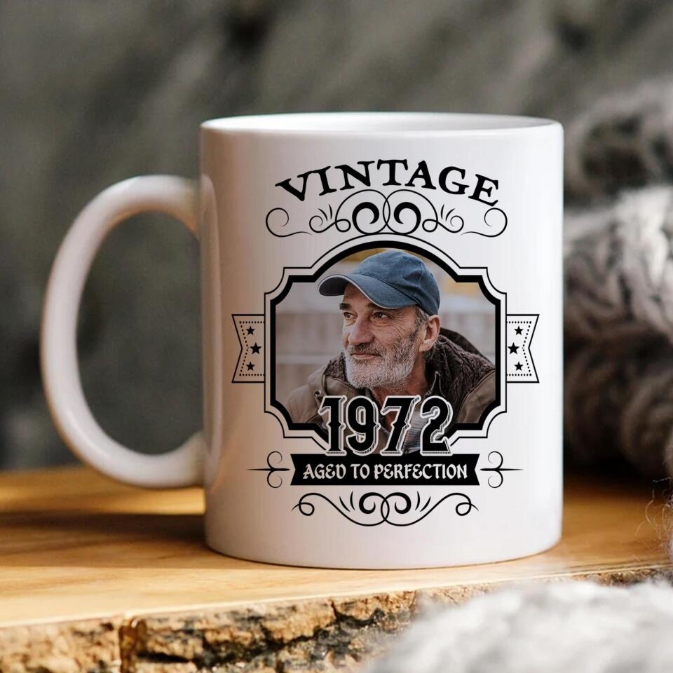 Vintage 1972 Personalized White Mug Birthday Gift for Him