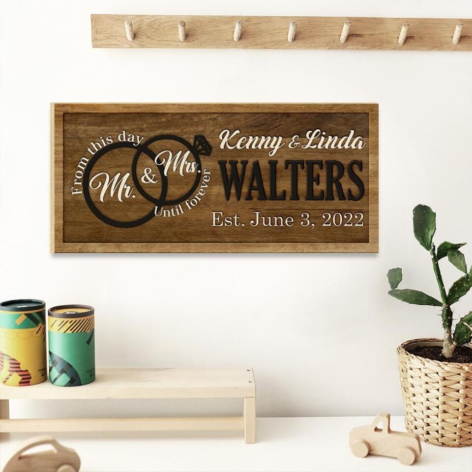 Couple Wooden Sign From This Day Until Forever - Personalized Rectangle Wooden Sign